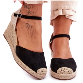 Espadrilles en Daim Sandales Compensées Noir Cammer le noir