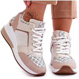 Baskets Compensées Femme Blanc-Beige Nomera