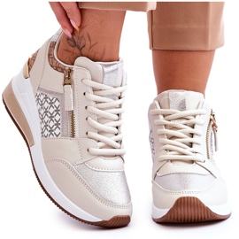 Baskets compensées pour femmes à la mode Beige Jolly