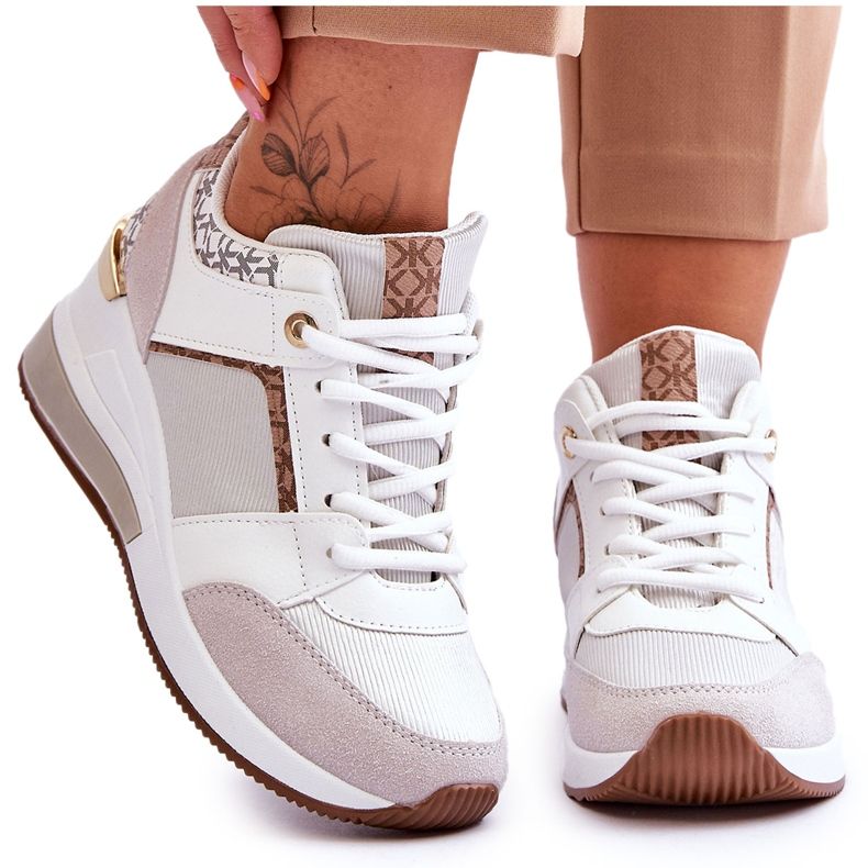 Baskets Compensées Femme Chèvre Blanche