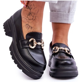 FJ1 Mocassins à enfiler en cuir pour femmes Noir Albie