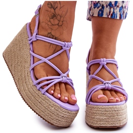 Sandales compensées Nessia Wedge à la mode avec tresse violet