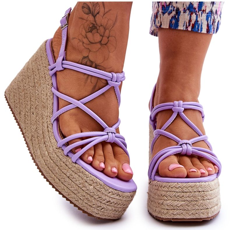 Sandales compensées Nessia Wedge à la mode avec tresse violet