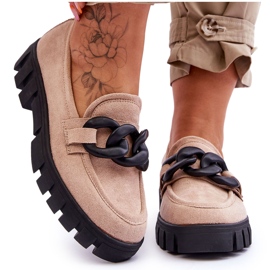 Vinceza Mocassins à plateforme en daim pour femmes Beige Bennett noir