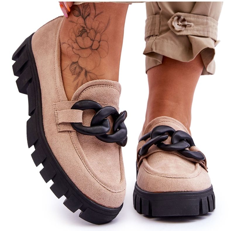 Vinceza Mocassins à plateforme en daim pour femmes Beige Bennett le noir
