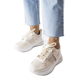 Baskets multi-matières beiges Caya
