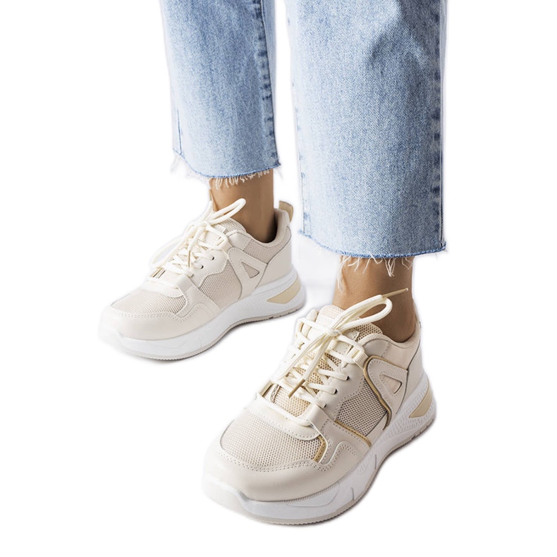 Baskets multi-matières beiges Caya