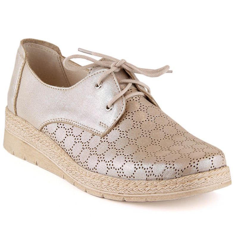 Chaussures confortables en cuir pour femmes dorées Helios 401 d'or Chaussures confortables en cuir pour femmes dorées Helios 401 d'or