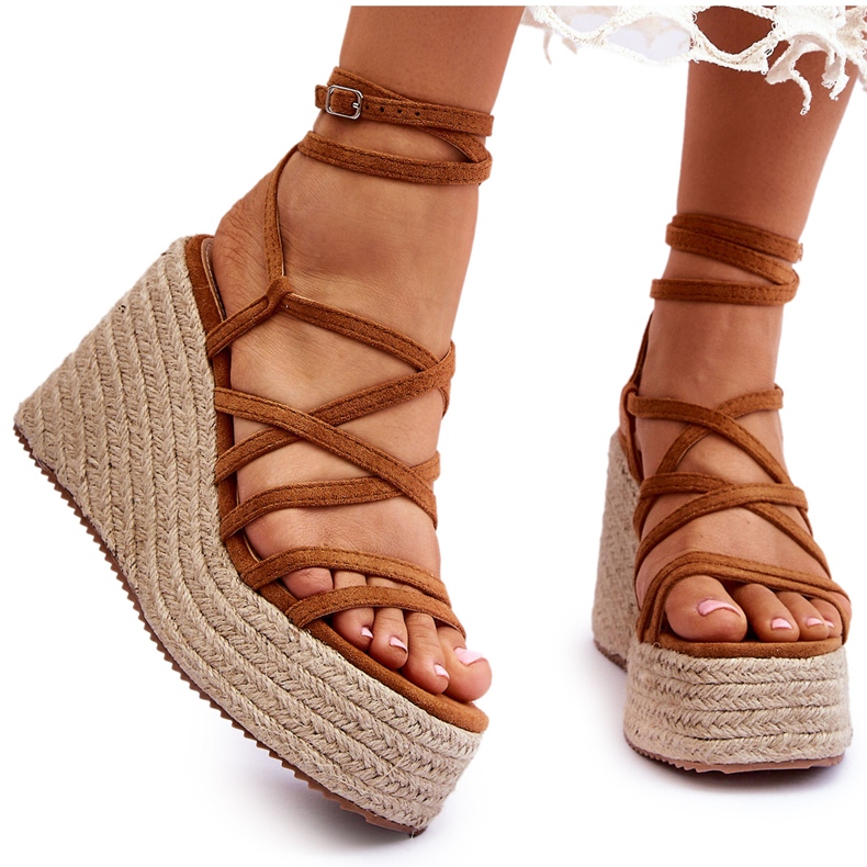 Sandales compensées en cuir Marron Margaritt brun