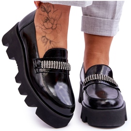 Mocassins à la mode sur la plate-forme avec décoration Laura Messi 2600 Black noir