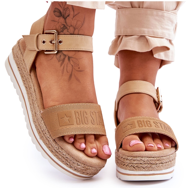 Sandales Plateforme Confortables Femme Big Star LL274872 Beige brun