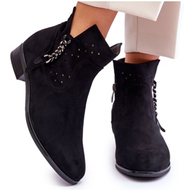 Vinceza Bottes zippées en daim pour femmes Noir Belliano