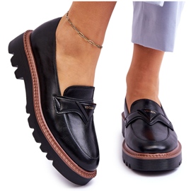 Vinceza Mocassins Femme En Cuir Sur La Plateforme Avec Décoration Noir Jonett