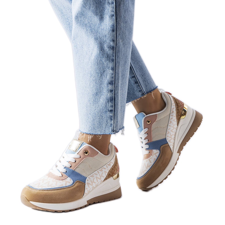 Baskets beiges et bleues Mireault
