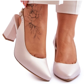 Escarpins Confortables Sur Talon Sergio Leone SK162 Beige Nacré