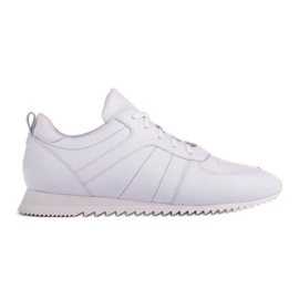 Marco Shoes Baskets en cuir grainé blanc