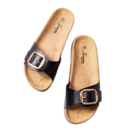 BM Claquettes Benoit noires à boucle