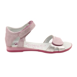 Sandales en cuir pour fille avec fermeture scratch RenBut 4333 rose/argent