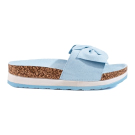 Chaussons plateforme daim femme Vinceza bleu