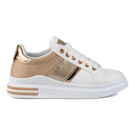 Chaussures femme à semelle épaisse Shelovet blanc et beige