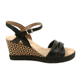 Caprice Sandales Compensées En Cuir 9-28710-20 040 Noir Softnap