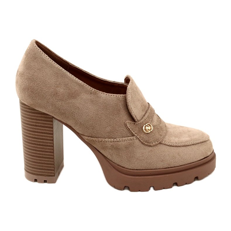 Evento Mocassins à la mode sur la plate-forme et la barre beige Evento Mocassins à la mode sur la plate-forme et la barre beige