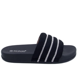 BM Claquettes noires à strass Lynne le noir