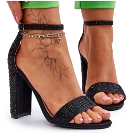 Sandales À Talons Hauts Pour Femmes Avec Zircons Noir Idéaliste le noir