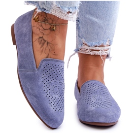 S.Barski Mocassins Giovana bleus confortables en daim