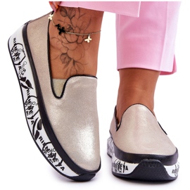 S.Barski Baskets à enfiler en cuir pour femmes Doré Ottavia d'or