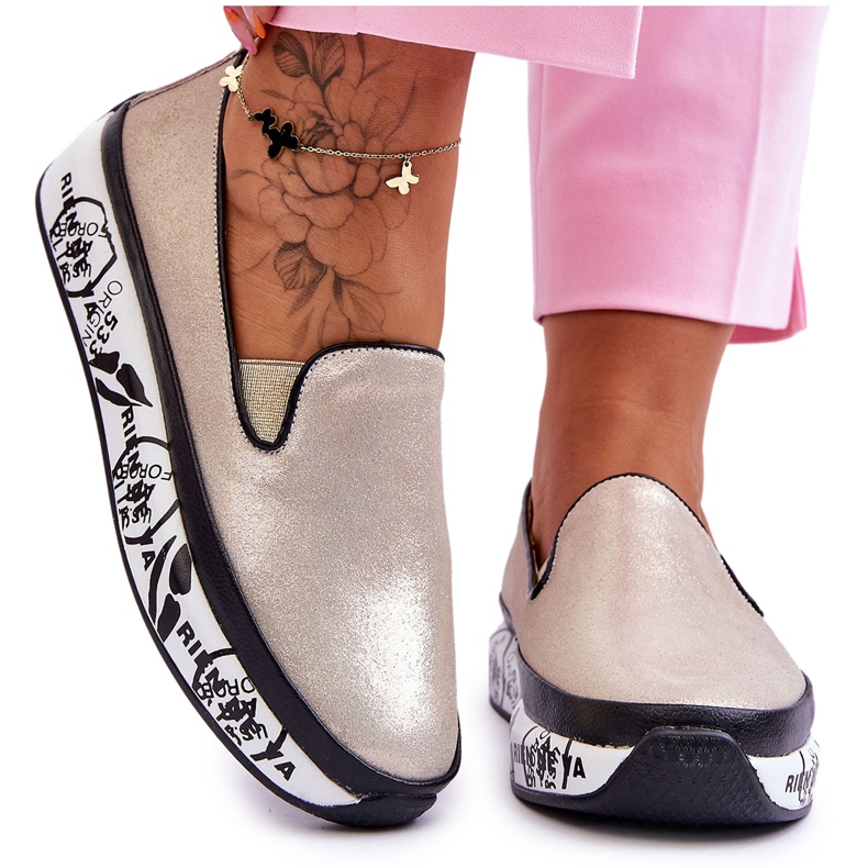 S.Barski Baskets à enfiler en cuir pour femmes Doré Ottavia d'or