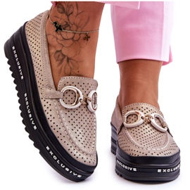 S.Barski Mocassins Classiques En Cuir Ajouré Avec Décoration Rendy Dorée