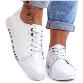 S.Barski Baskets en Cuir pour Femme Blanc Renes