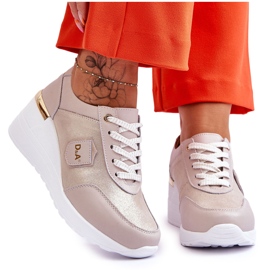 S.Barski Baskets compensées en cuir pour femmes Doré Beatris