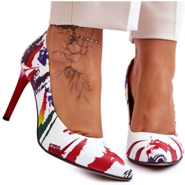 Lewski Shoes Chaussures à talons hauts en cuir à la mode Leski 2659 blanc et rouge