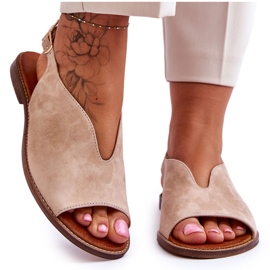 Sandales en daim pour femmes Lewski Shoes 3220/X Beige