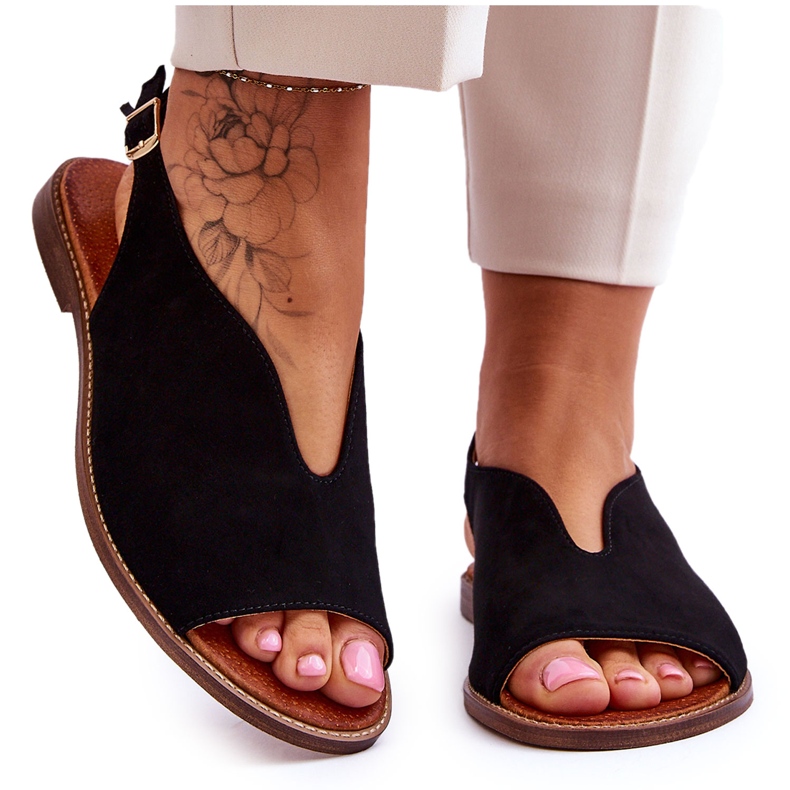 Sandales en Daim pour Femme Lewski Shoes 3220/X Noir le noir