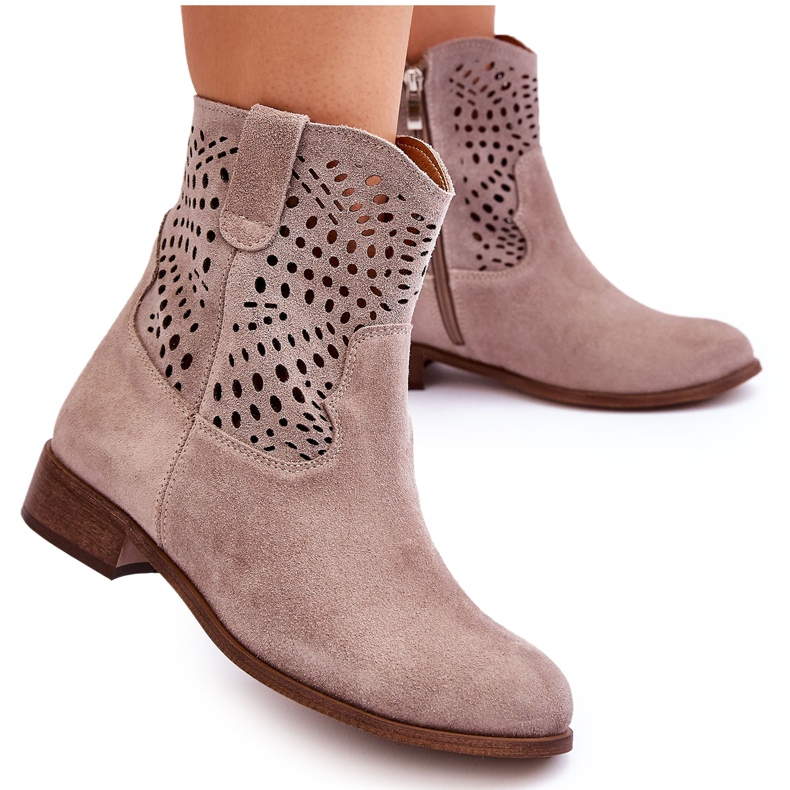 Lewski Shoes Bottes Femme Daim Ajouré Leski Shoes 3301 Cappuccino brun