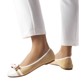 Ballerines blanches et beiges à nœud Dufour