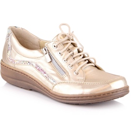 Chaussures confortables en cuir pour femmes dorées Helios 411