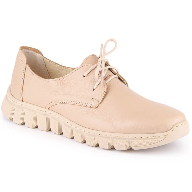 Chaussures confortables en cuir pour femmes, beige clair Helios 417