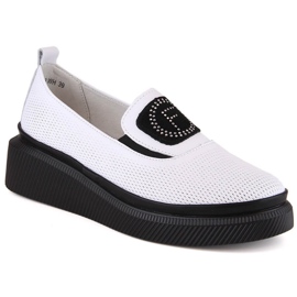 Chaussures en cuir pour femmes sur la plate-forme blanc Filippo DP4572 blanche