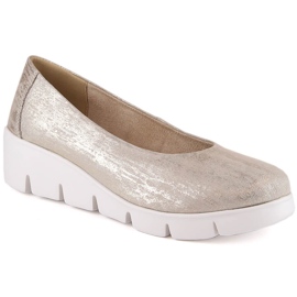 Chaussures compensées à enfiler en cuir pour femmes Filippo DP4560 d'or Chaussures compensées à enfiler en cuir pour femmes Filippo DP4560 d'or