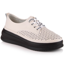 Potocki Chaussures confortables en cuir beige ajouré pour femmes Artiker 52C1990