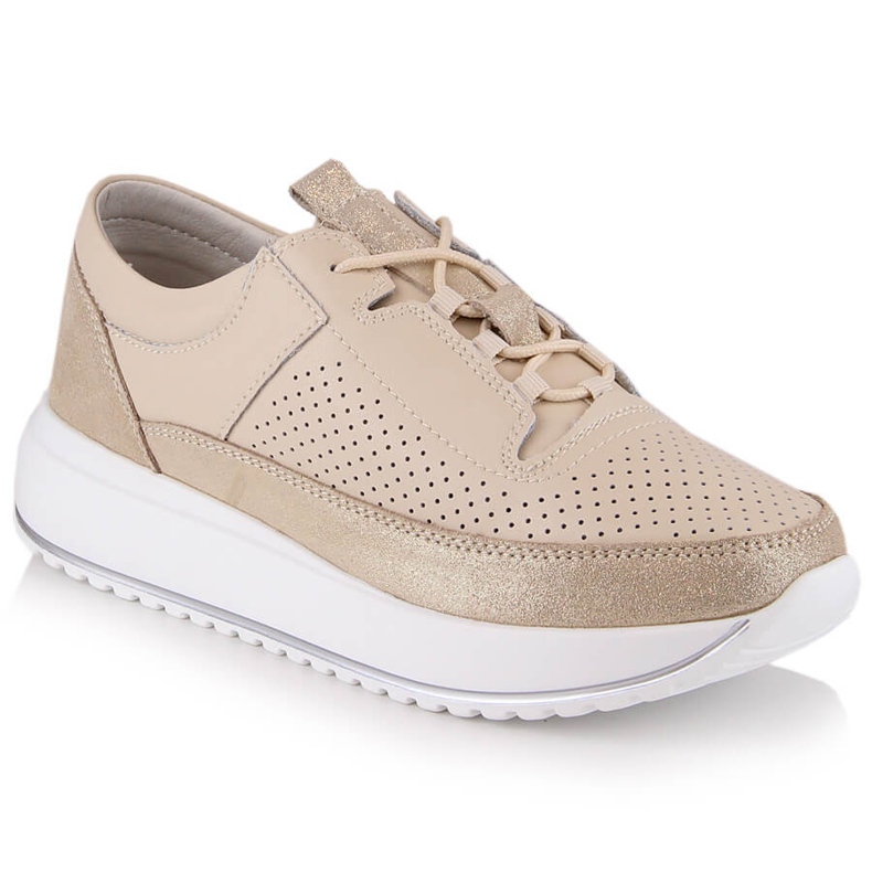 Chaussures de sport en cuir pour femmes sur la plate-forme beige Artiker 52C1384