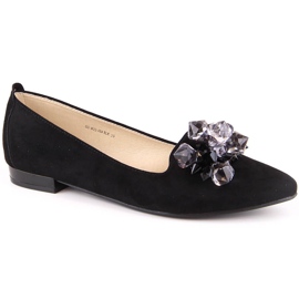 Ballerines femme en daim noir avec cristaux T.Sokolski W23-464
