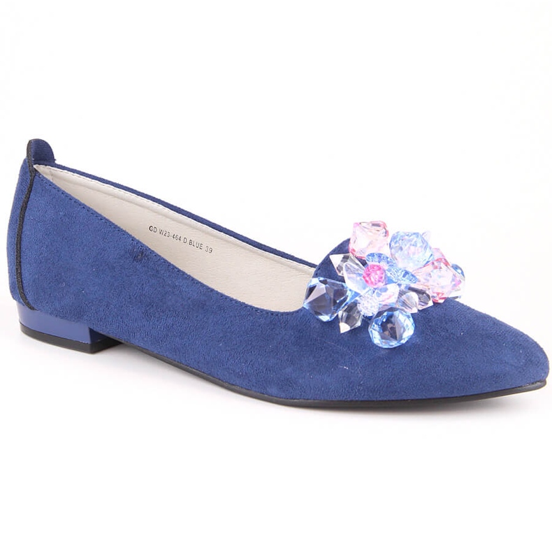 Ballerines femme en daim bleu avec cristaux T.Sokolski W23-464