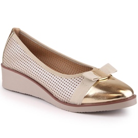 Chaussures femme compensées dorées ajourées Potocki SZ12037