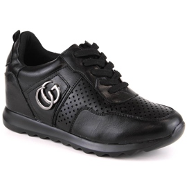 Chaussures de sport femme à talon compensé noir Jezzi ASA170-11