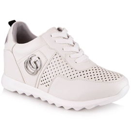 Chaussures de sport femme à talon compensé blanc Jezzi ASA170-11